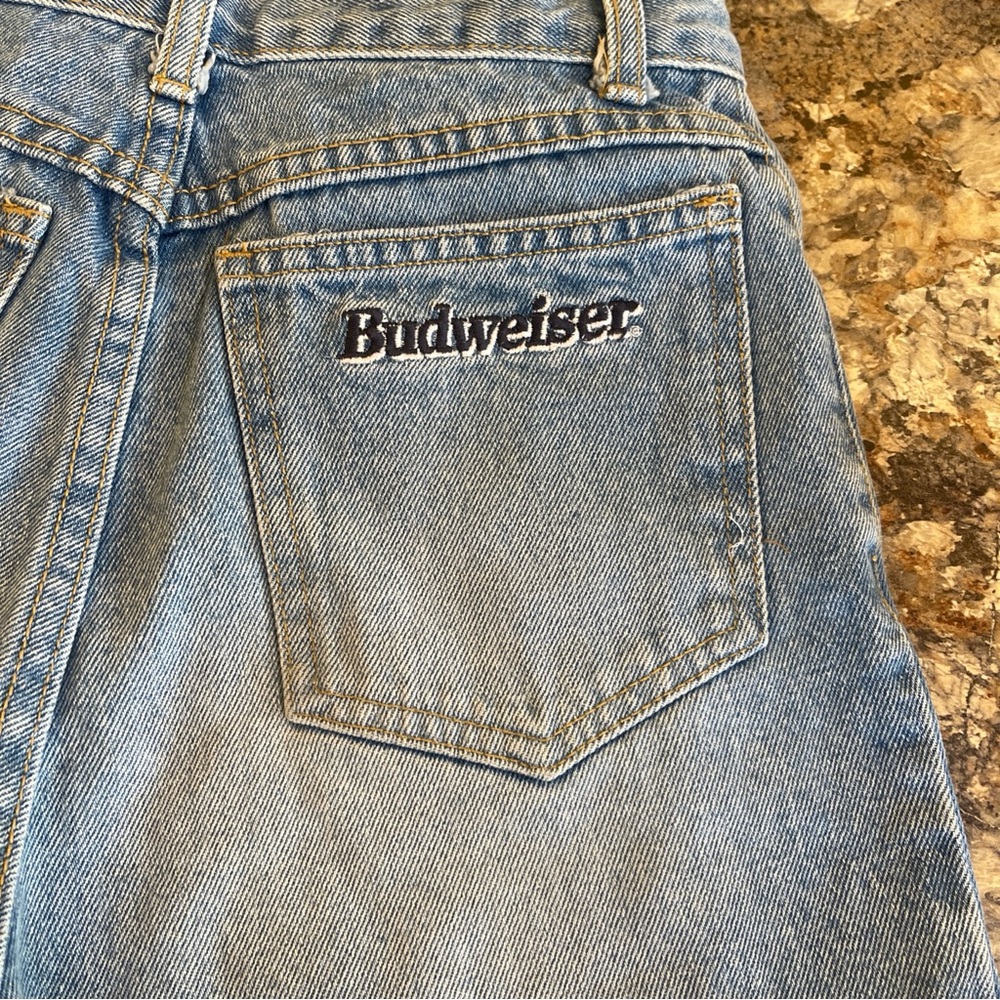Denim Jean Shorts Women Size 9/10 Preshrunk BUDWEISER Made In USA 100% Cotton